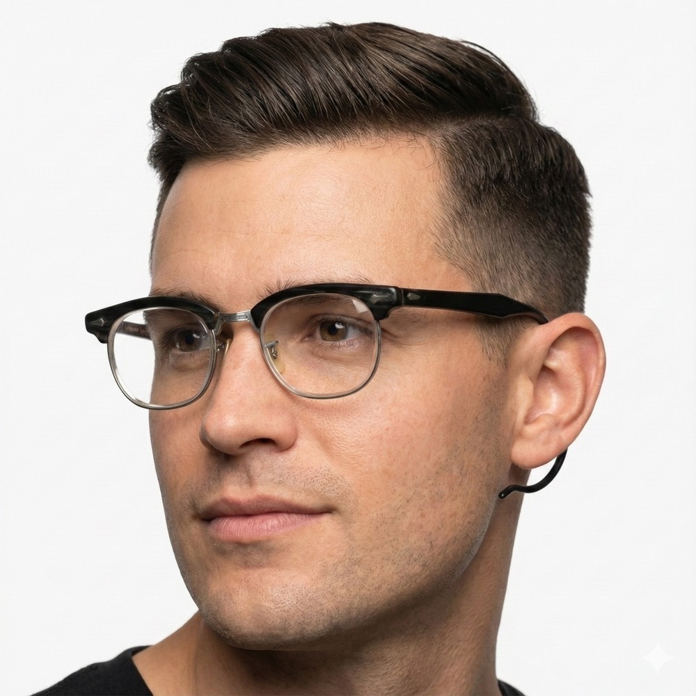 Shuron Vintage Browline Eyeglasses Black Metal Frame